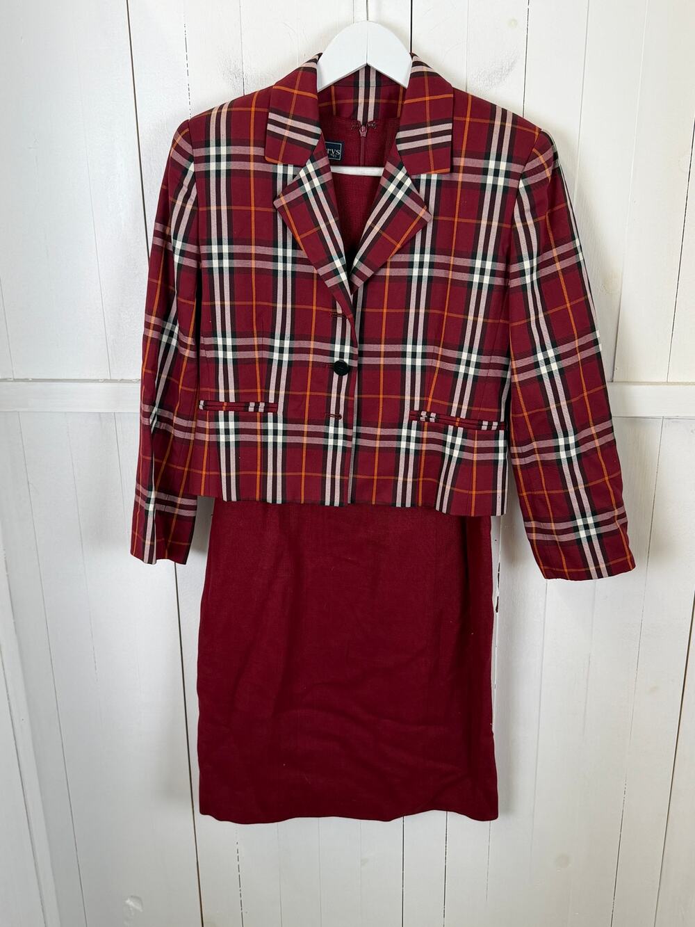 Vintage Burberry Red White A-Line Long Cotton Dress Size 4